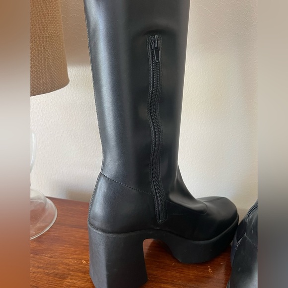 ALDO Maritza Black Platform Stretch Over Knee-High Boots Size 10 Y2K/90s Retro - Picture 15 of 16